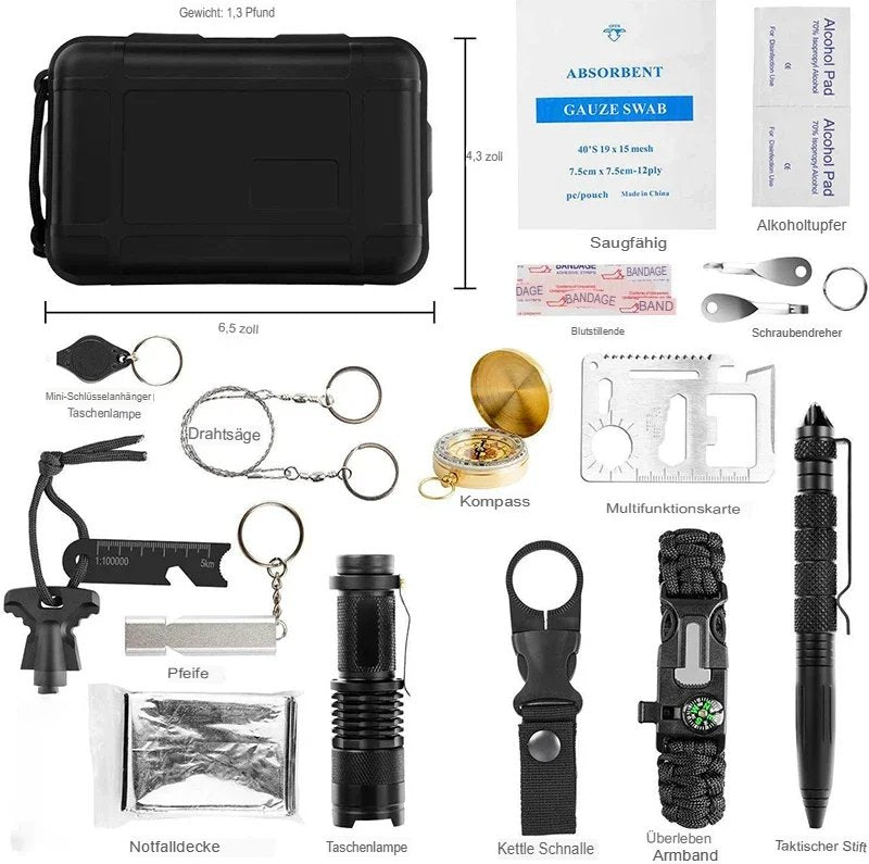 Komplettes Survival Kit für jede Notsituation, Kompakt & Zuverlässig