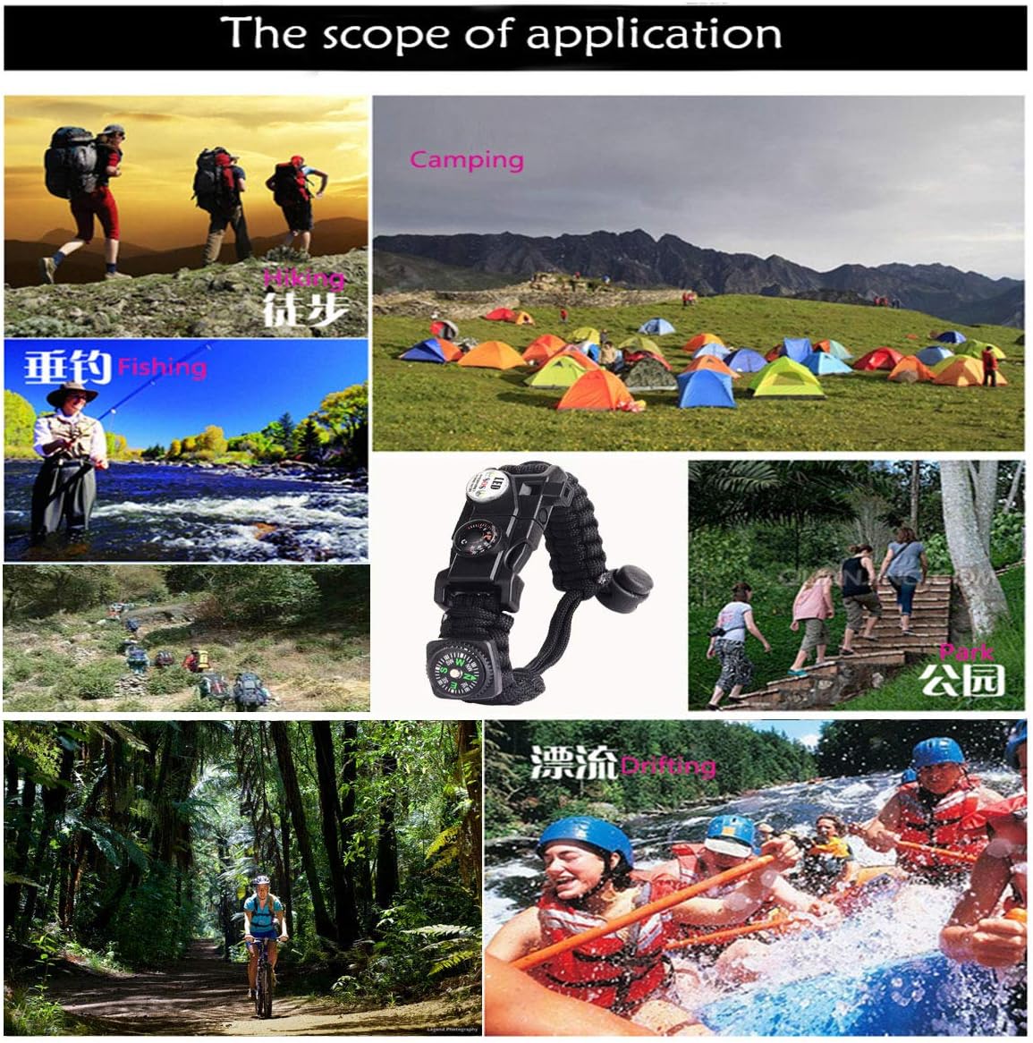 Paracord Armband – 8-in-1 Survival-Armband für Outdoor-Abenteuer - LED