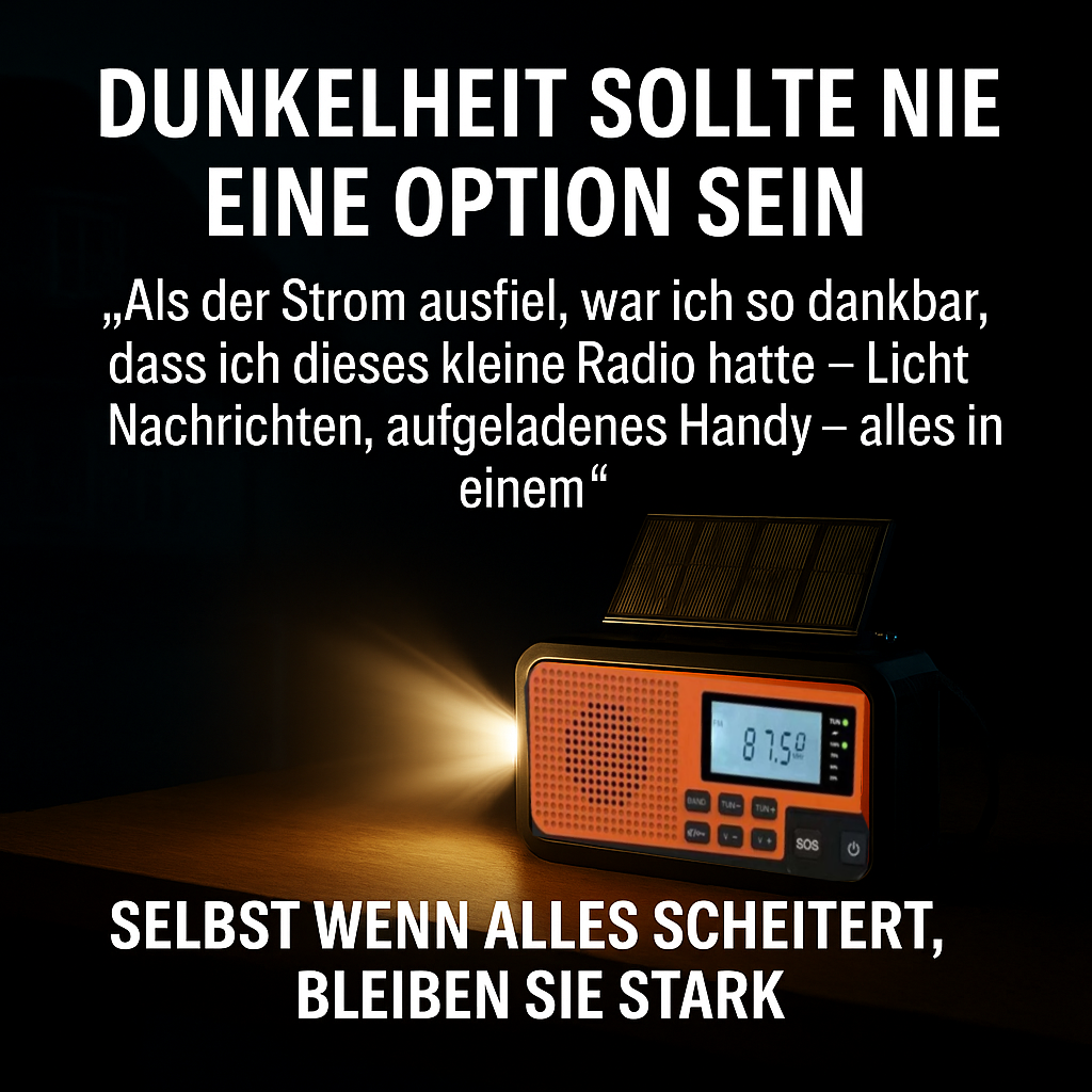 Notfallradio 4000mAh – Solar, Handkurbel, Typ-C, LED-Taschenlampe