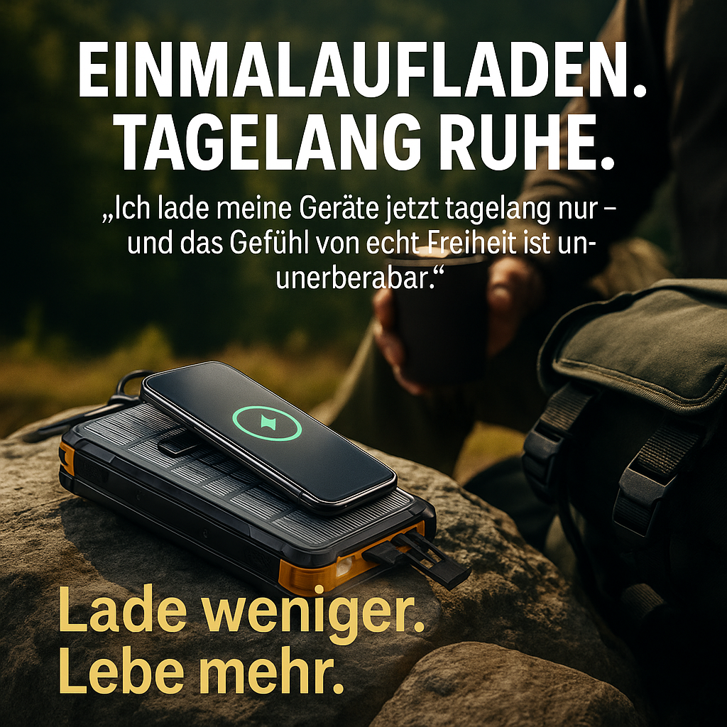 Solar Ladegerät 200000mAh – Integrierte Kabel & LED-Anzeige