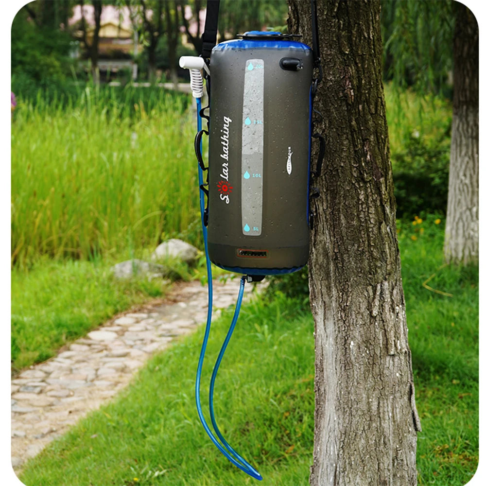Solar duschbeutel: Tragbare Duschbag mit Schlauch und Duschkopf, leicht & flexibel