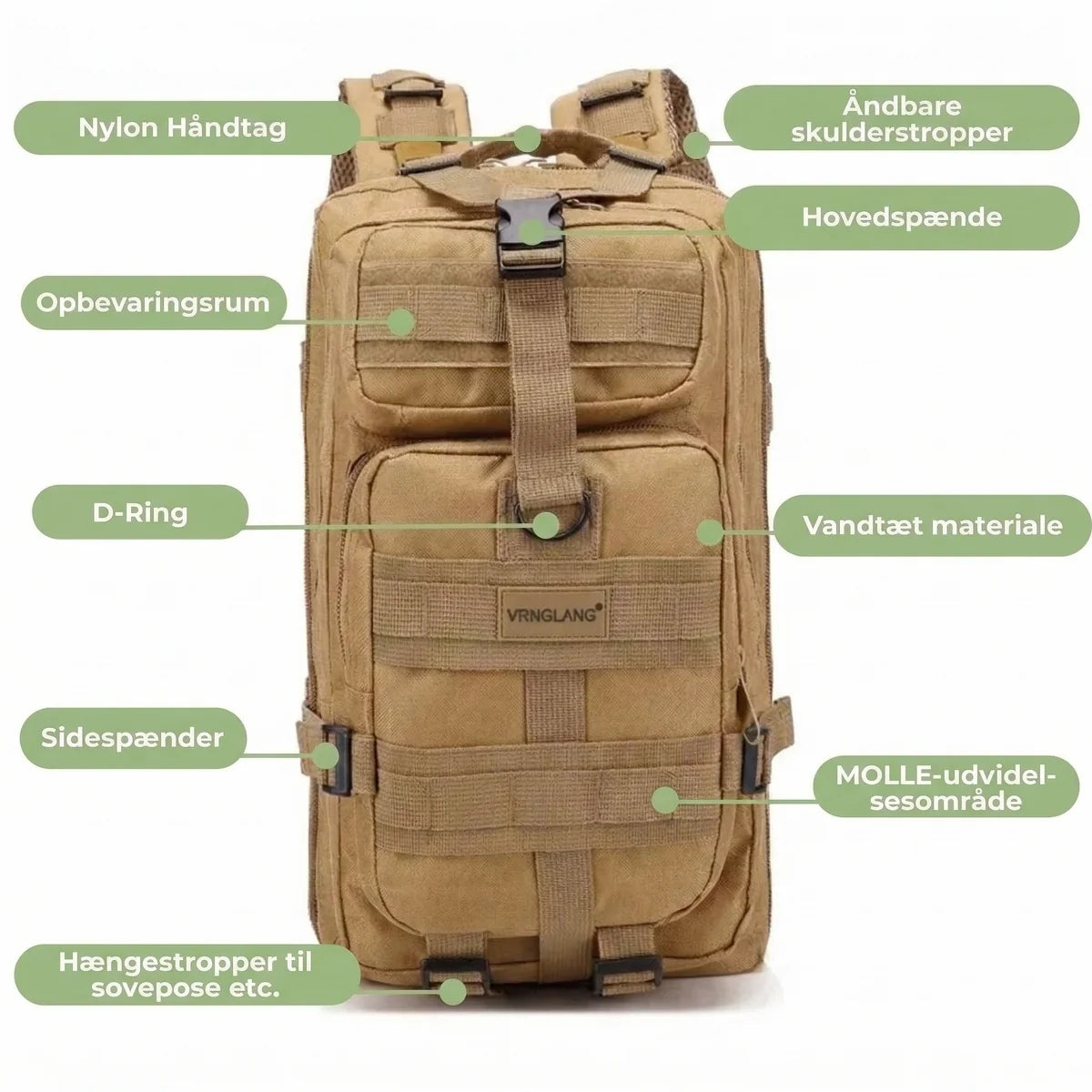 Long Keeper Nylon-Rucksack mit Taschen