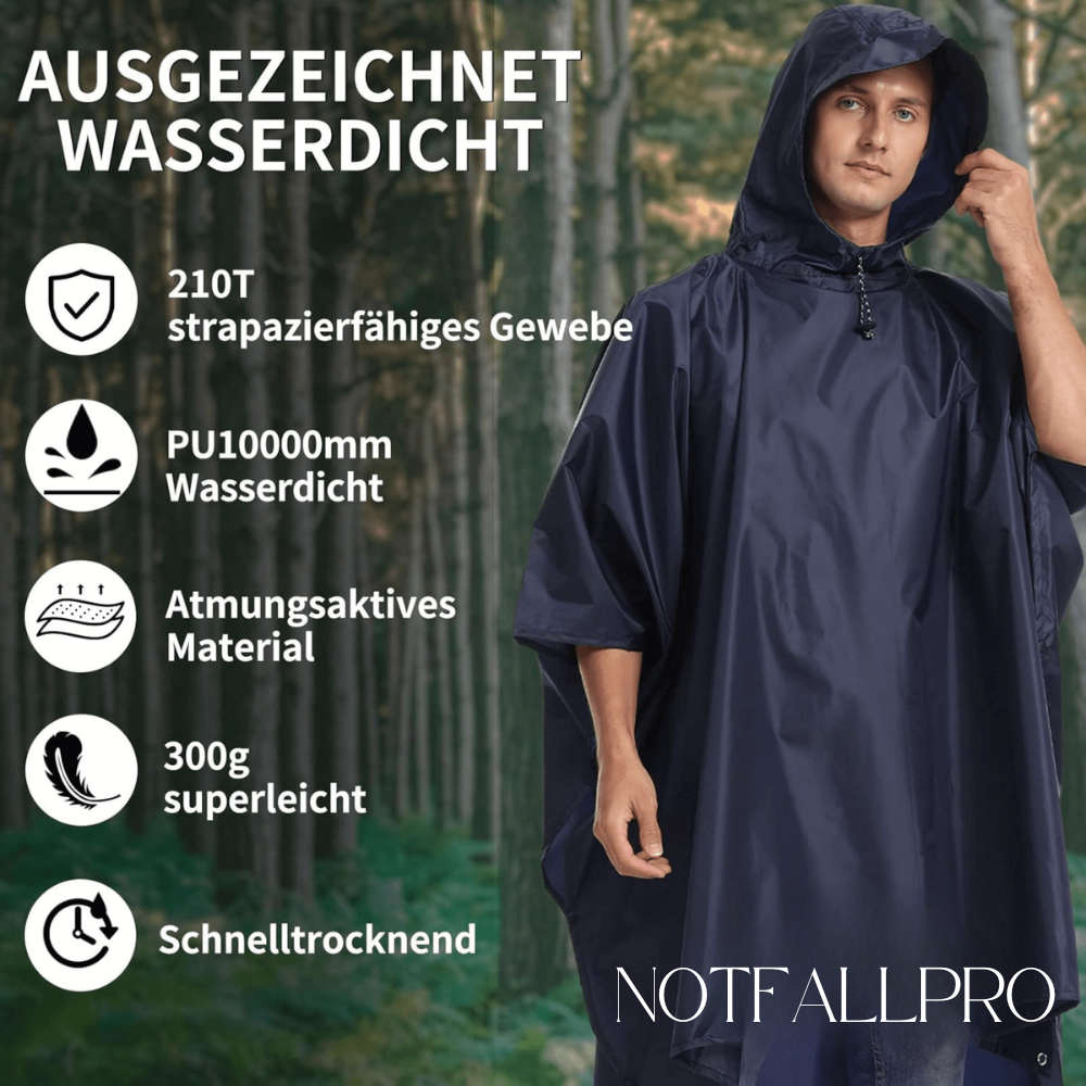 Leichter Regenponcho – Wasserdicht, Atmungsaktiv & Multifunktional