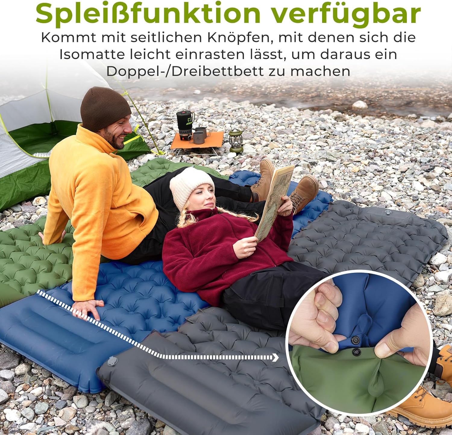 Selbstaufblasbare Isomatte für Camping | Ergonomische Isomatte