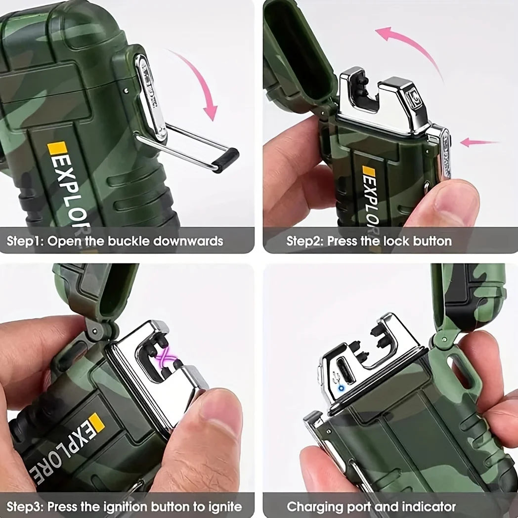 Bogen Feuerzeug – Winddicht, Wasserdicht & USB Wiederaufladbar