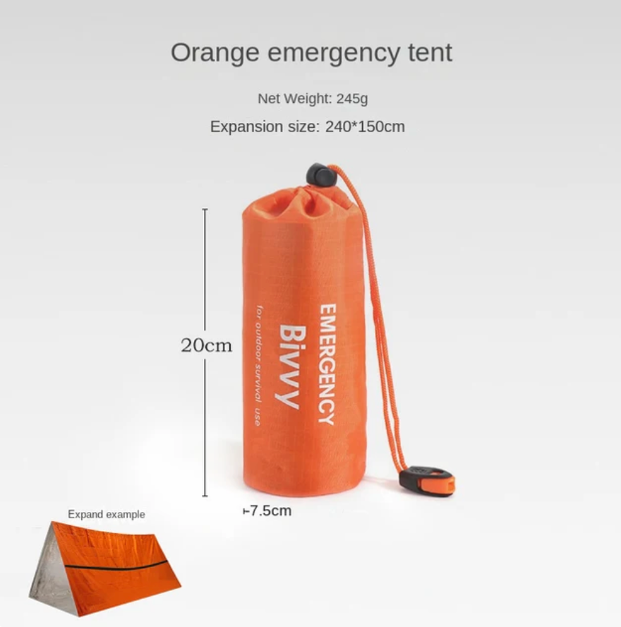 Überlebenszelt - Survival-Kit für 2 Personen – Wetterfest, Leicht und Tragbar