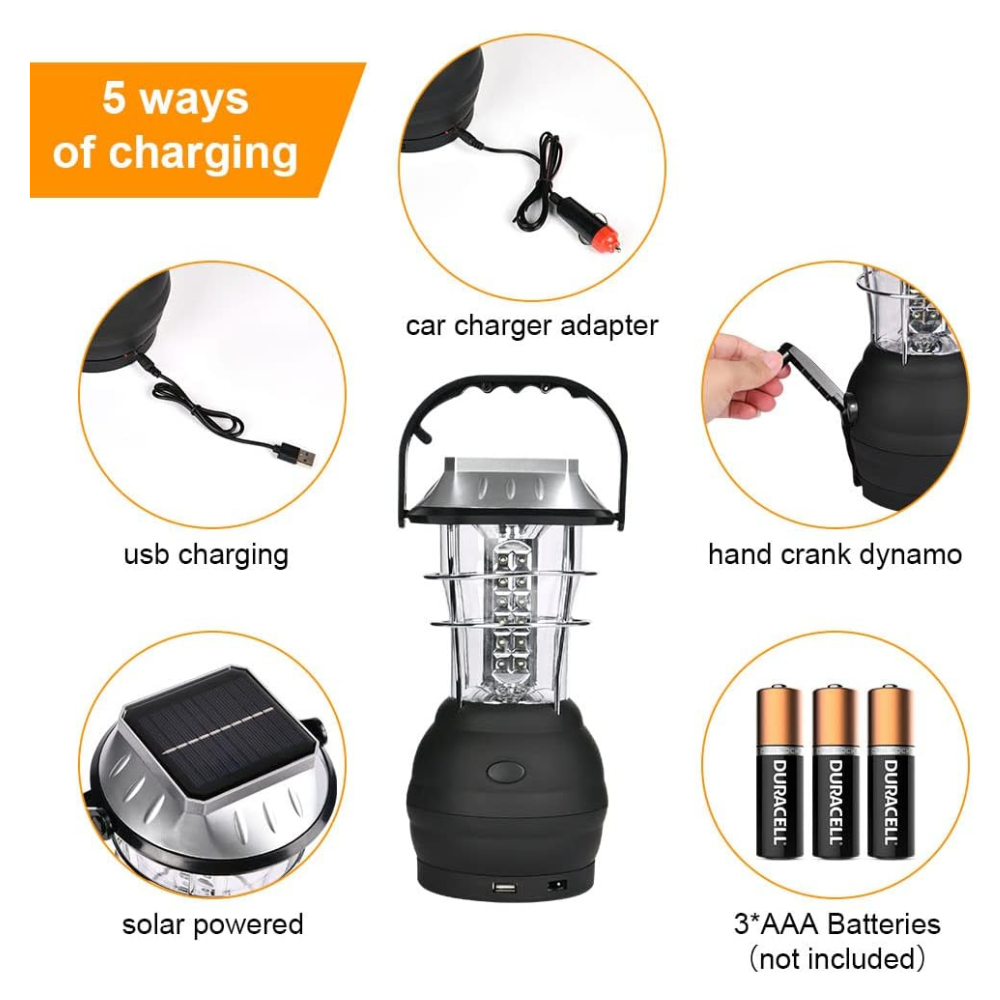 Tragbare Laterne mit Solar – Ideal für Camping & Notfälle