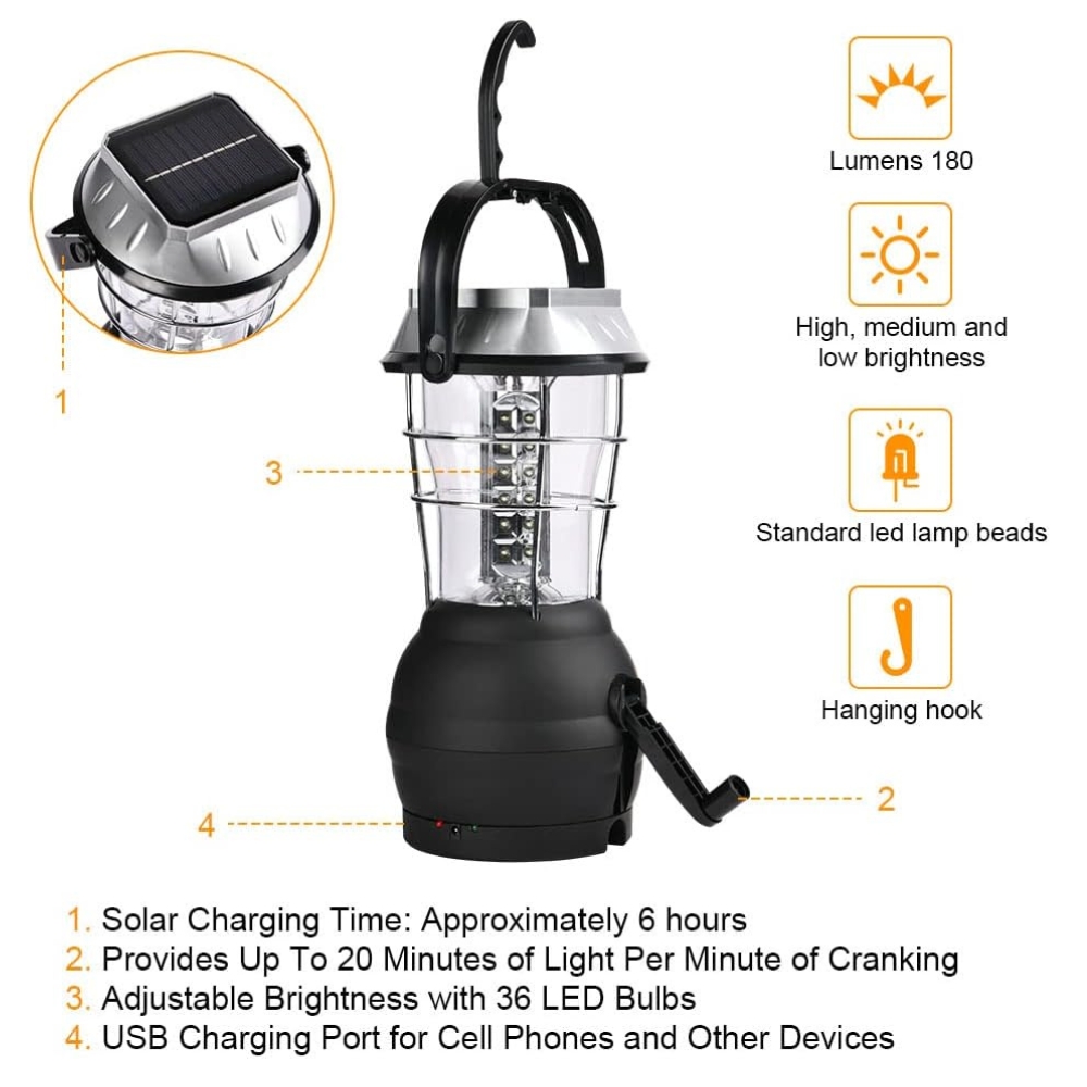 Tragbare Laterne mit Solar – Ideal für Camping & Notfälle