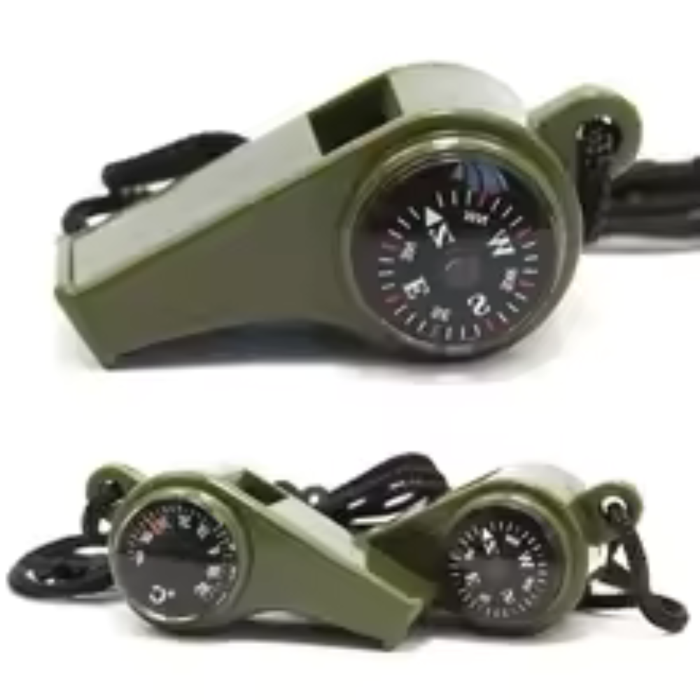 Notflöte mit Kompass und Thermometer – Praktisches Überlebenshilfsmittel