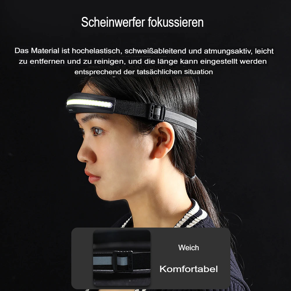 220° Stirnlampe mit 7500 mAh Akku | Superhell, USB-C, IPX6