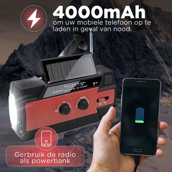 Notfallradio - Multifunktional mit 4000mAh Powerbank und Taschenlampe