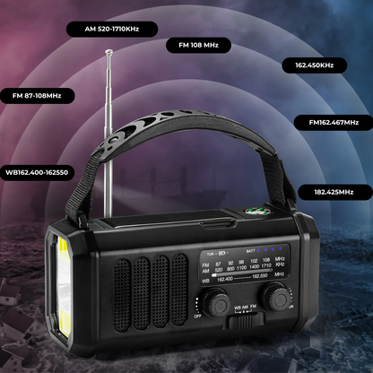 Notfallradio 10000mAh – Solar, Handkurbel & USB