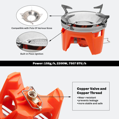 Gas-Campingkocher 2200W – kompakt & tragbar