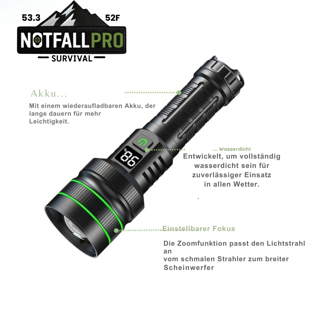 LED Taschenlampe – Leistungsstark, Zoombar & Wasserdicht