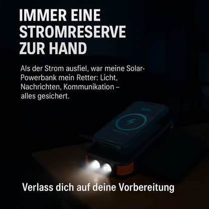 Solar-Powerbank 20000mAh – 4 Panels, LED & kabelloses Laden