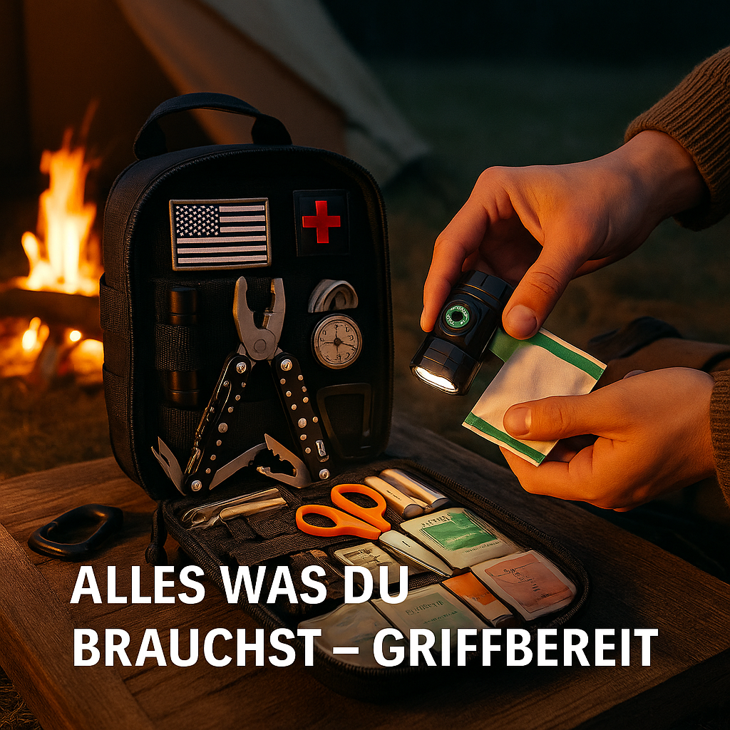 Notfallrucksack mit über 30 Werkzeugen – kompakte Ausrüstung