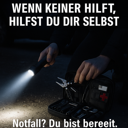 Notfallrucksack mit über 30 Werkzeugen – kompakte Ausrüstung