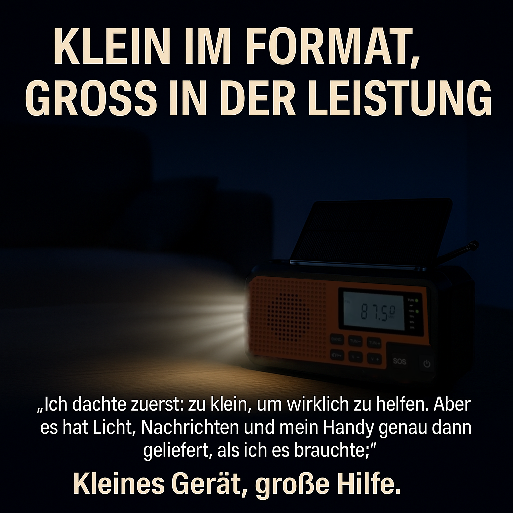 Notfallradio 4000mAh – Solar, Handkurbel, Typ-C, LED-Taschenlampe