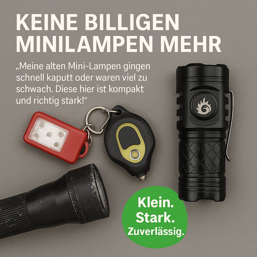 Kompakte Taschenlampe 2000lm – Outdoor & Notfalllampe, USB-C aufladbar