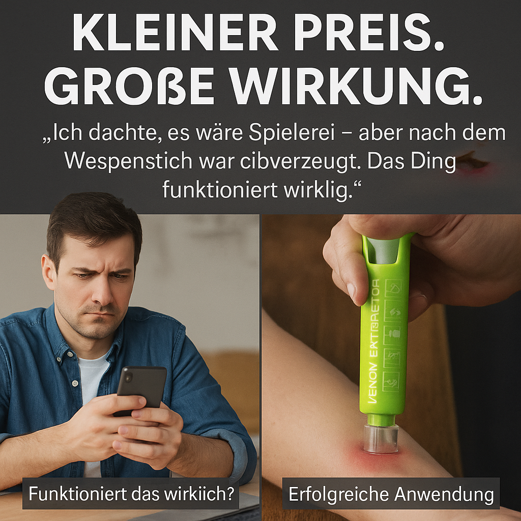 Gift Extraktor für schnelle Hilfe bei Stichen