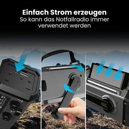 Notfallradio 10000mAh – Solar, Handkurbel & USB