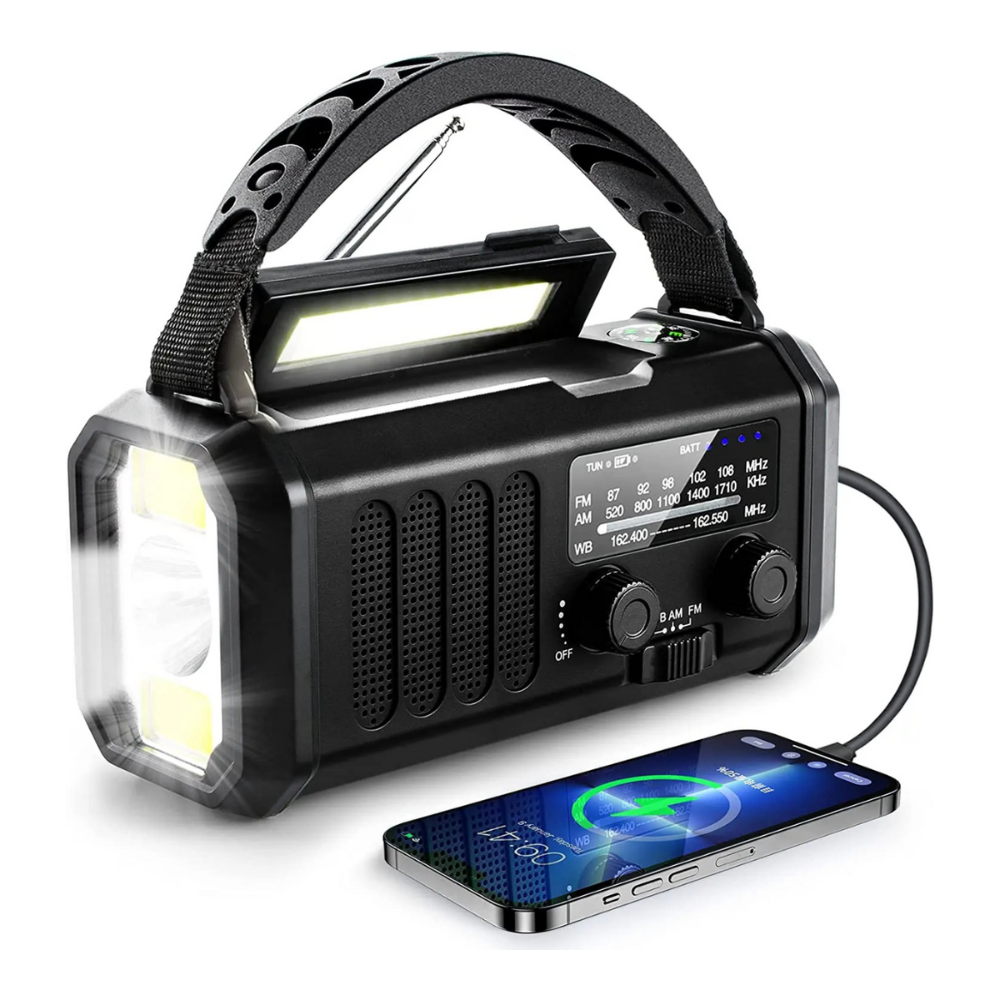 Notfallradio 10000mAh – Solar, Handkurbel & USB
