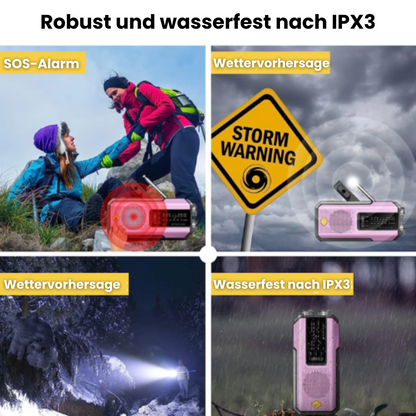 Notfallradio 2000mAh – Handkurbel, Solar, USB & SOS