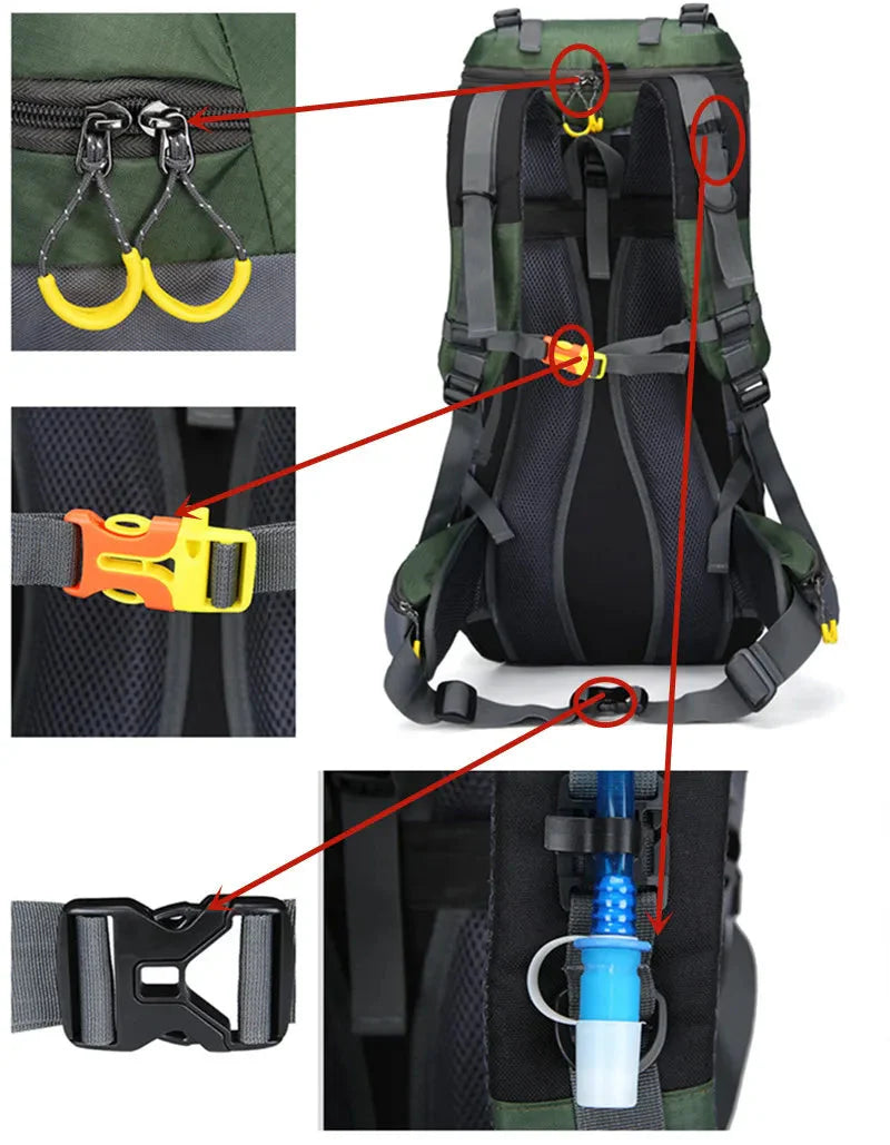 Outdoor-Rucksack 60L – Nylon & mehrere Fächer