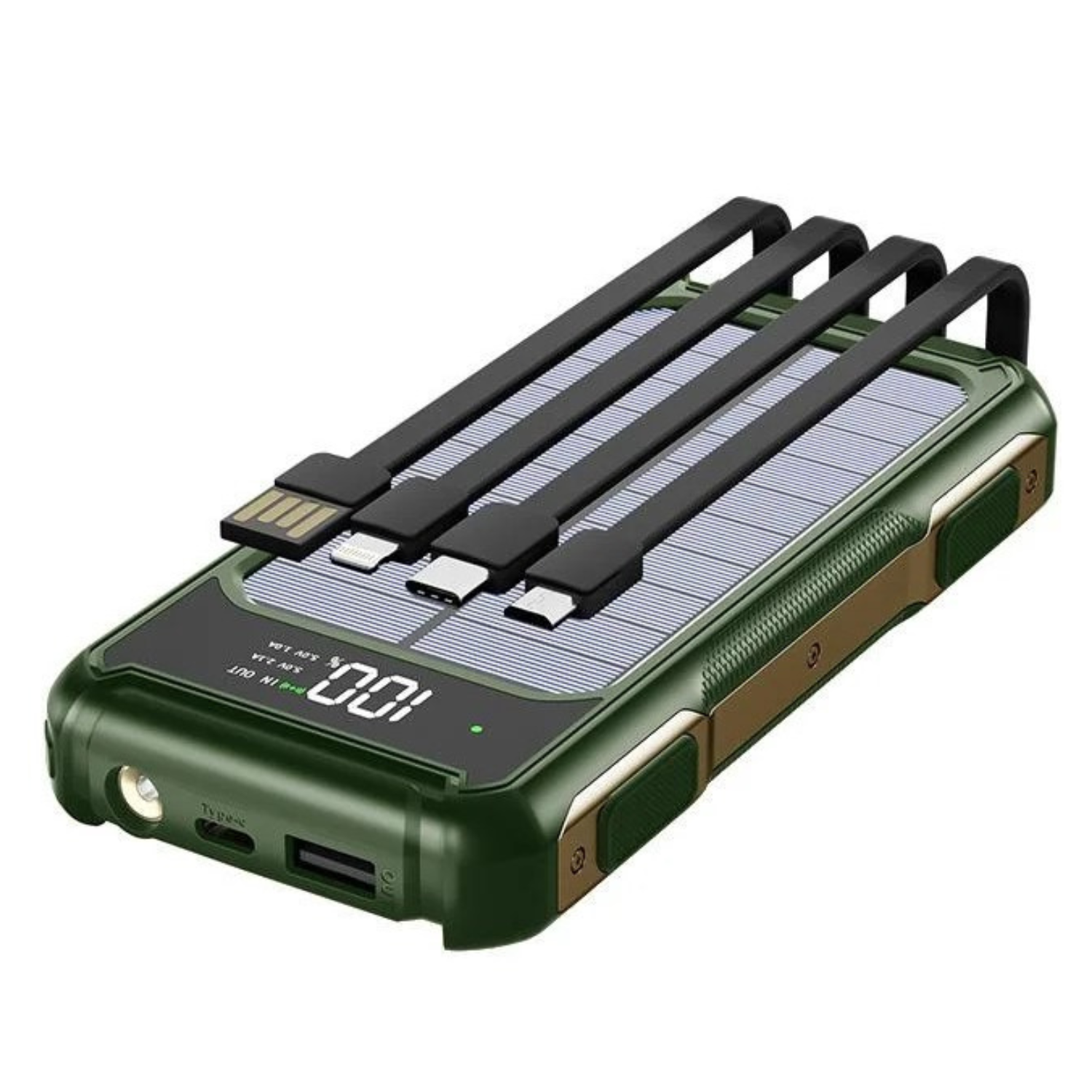 Solar Ladegerät 200000mAh – Integrierte Kabel & LED-Anzeige