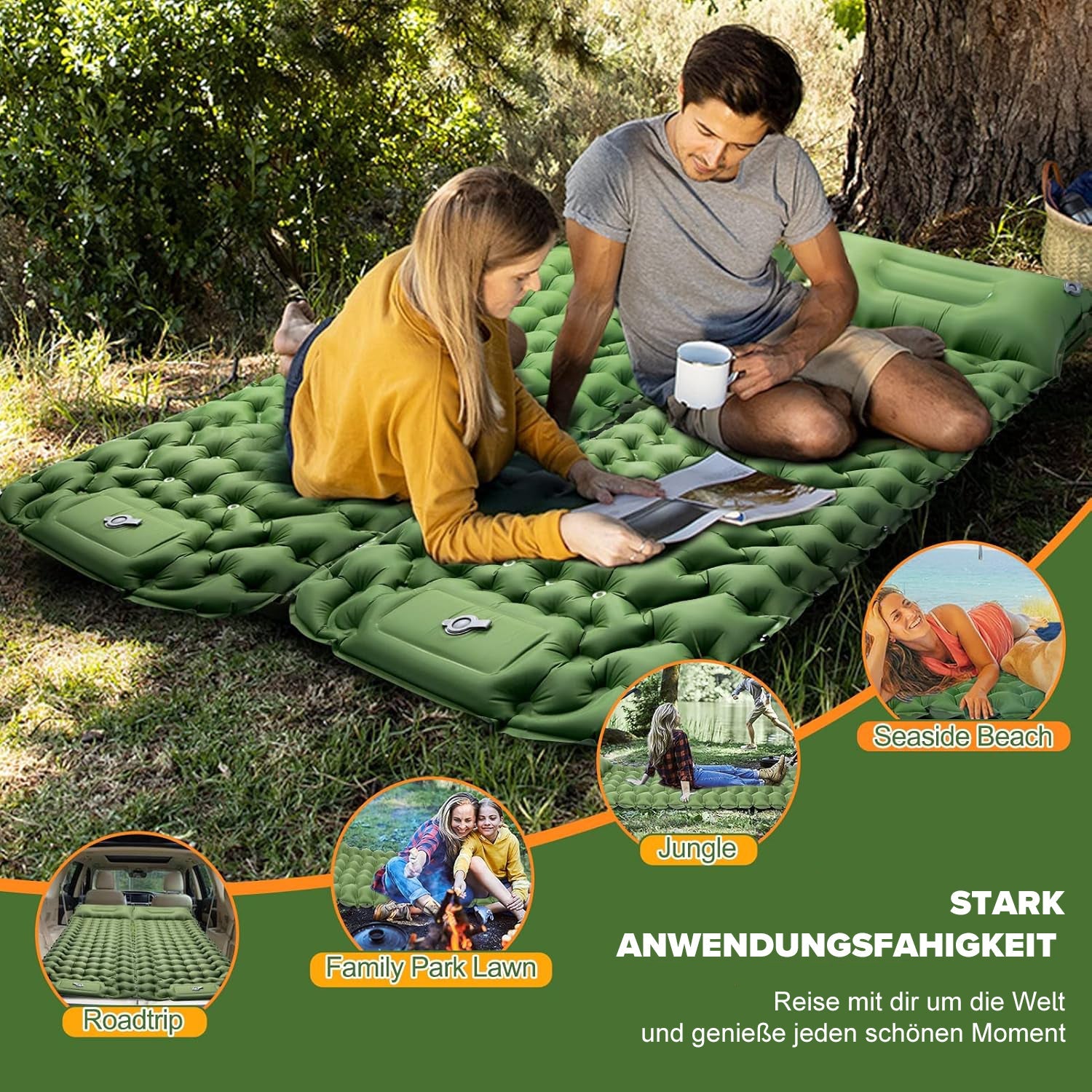 Selbstaufblasbare Isomatte für Camping |  Ergonomische Isomatte