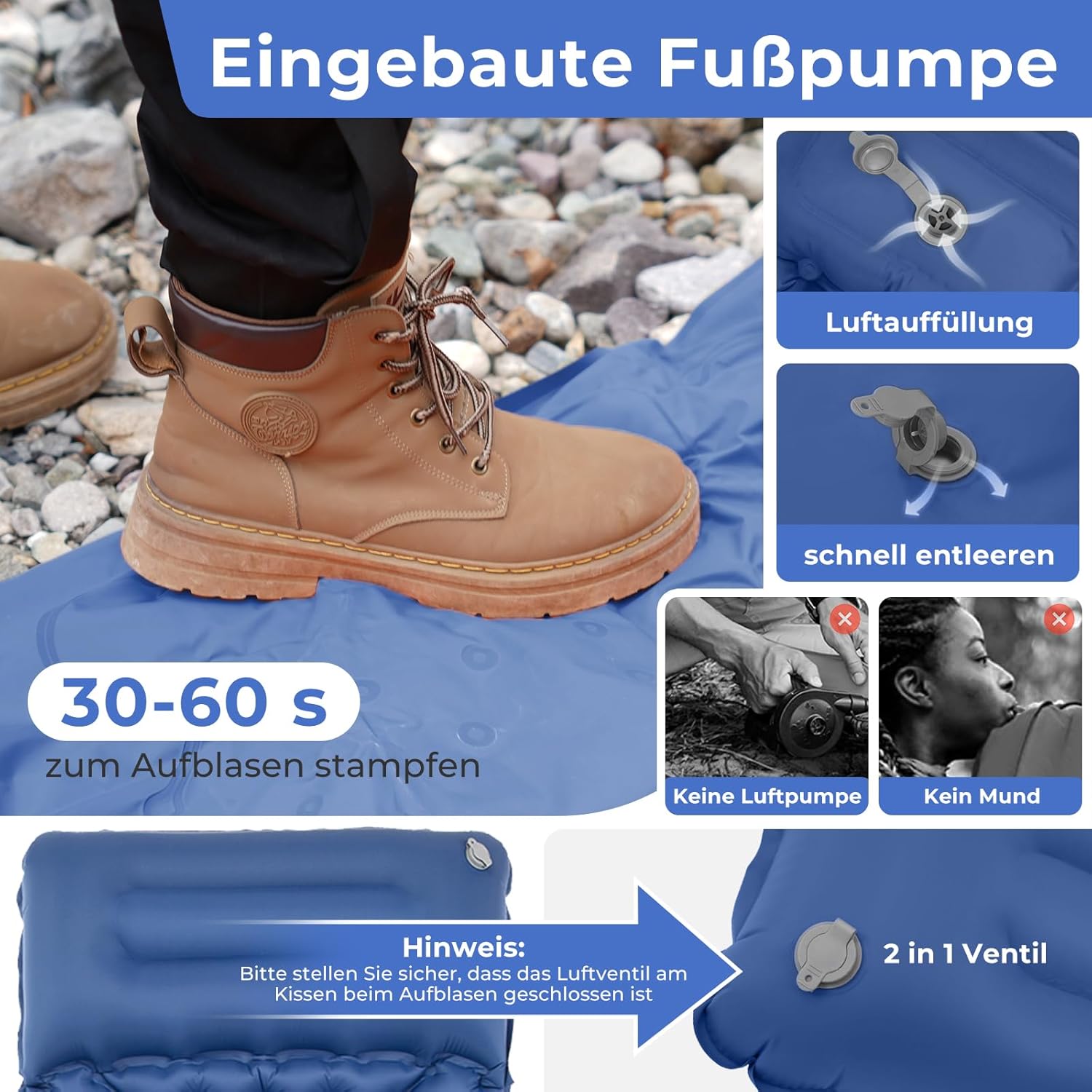 Selbstaufblasbare Isomatte für Camping |  Ergonomische Isomatte