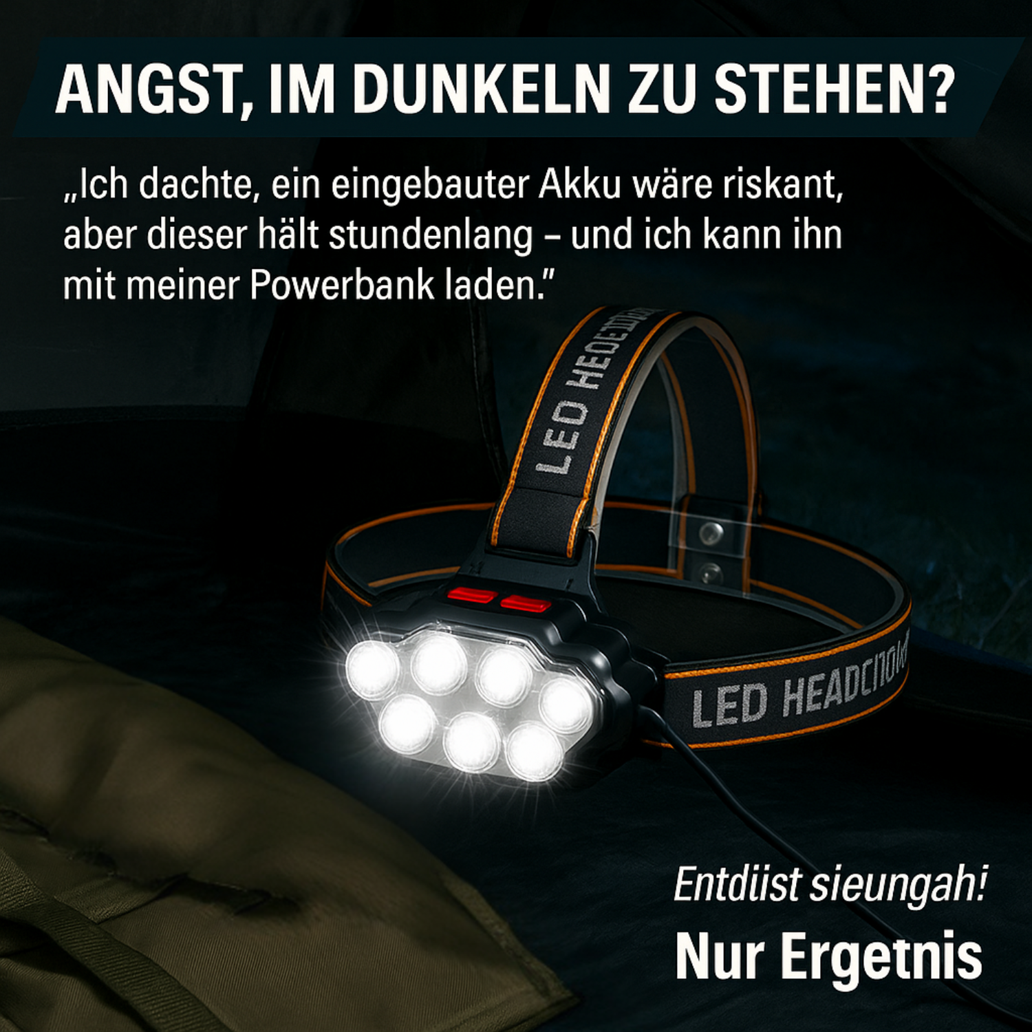 Superhelle LED Stirnlampe mit USB-Aufladung | IPX4 Wasserdicht