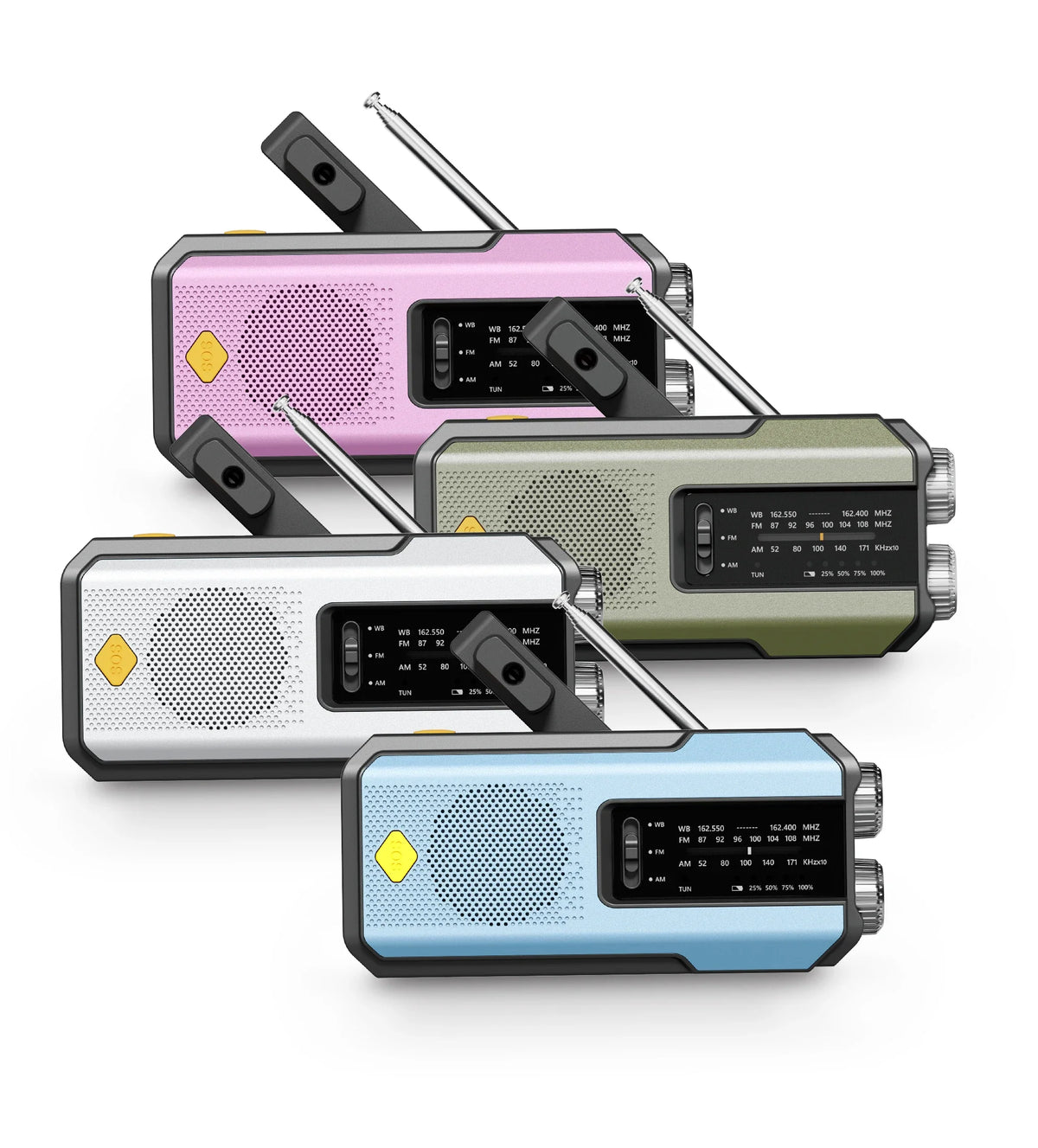 Notfallradio 2000mAh – Handkurbel, Solar, USB & SOS