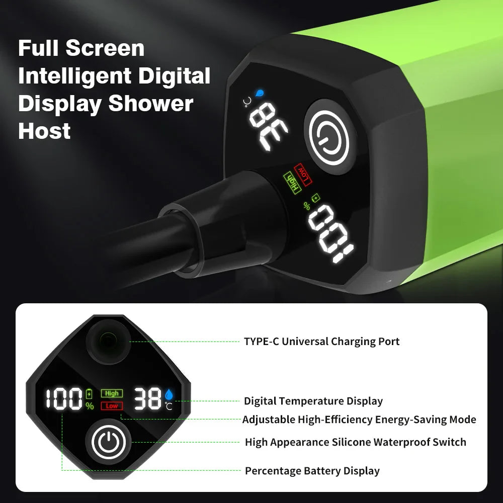6000mAh Tragbare Notfalldusche – Intelligentes Digitaldisplay, ideal für Outdoor