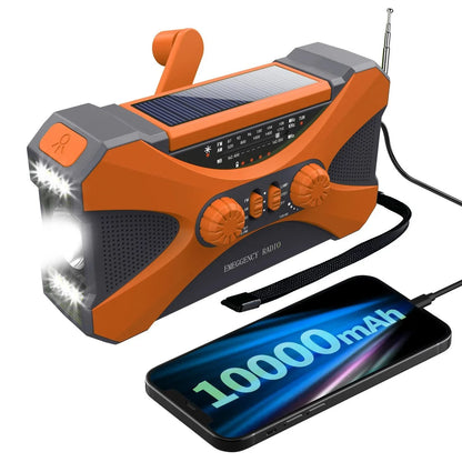 Notfallradio 10000mAh – Solar, Handkurbel, LED & SOS