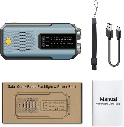 Notfallradio 2000mAh – Handkurbel, Solar, USB & SOS