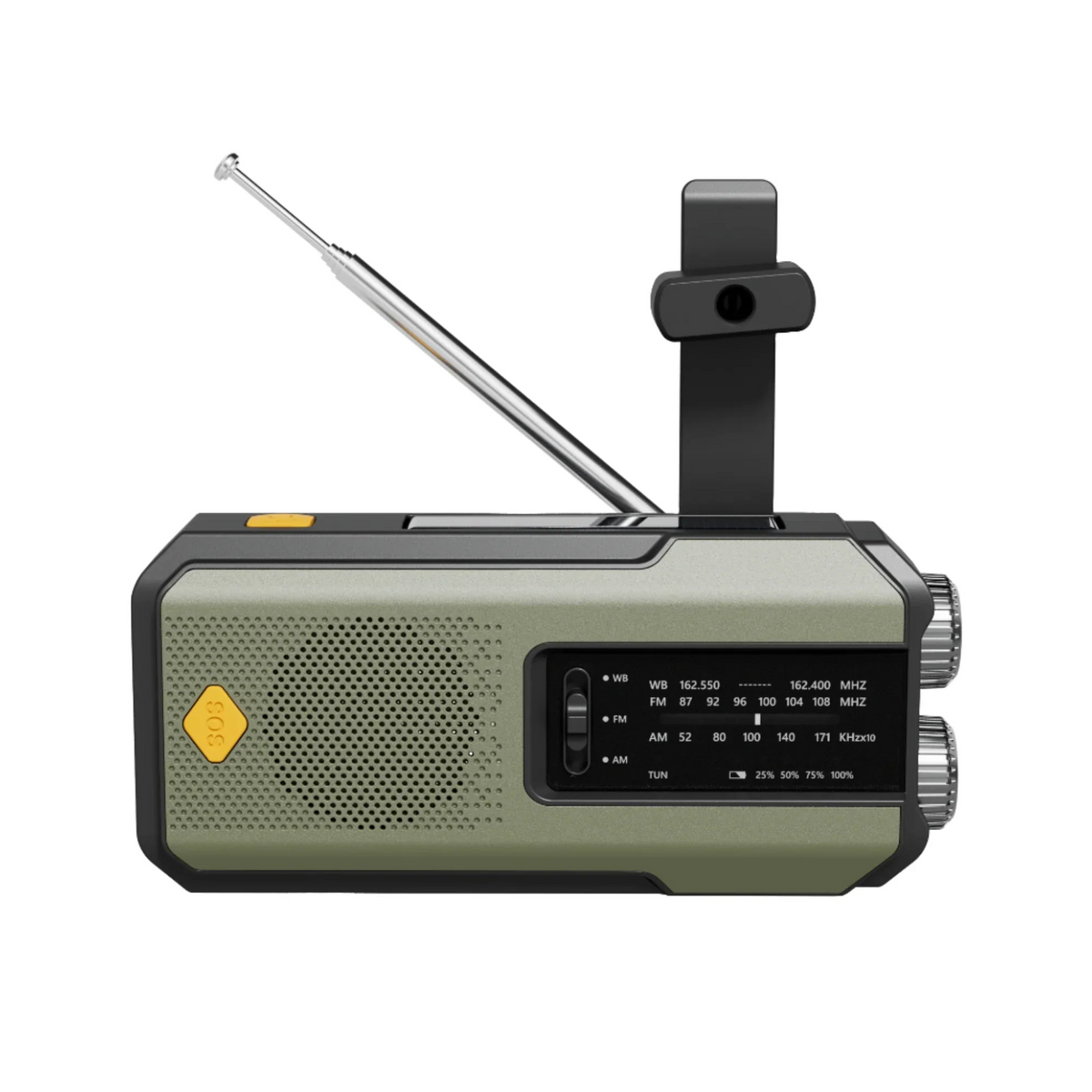Notfallradio 2000mAh – Handkurbel, Solar, USB & SOS