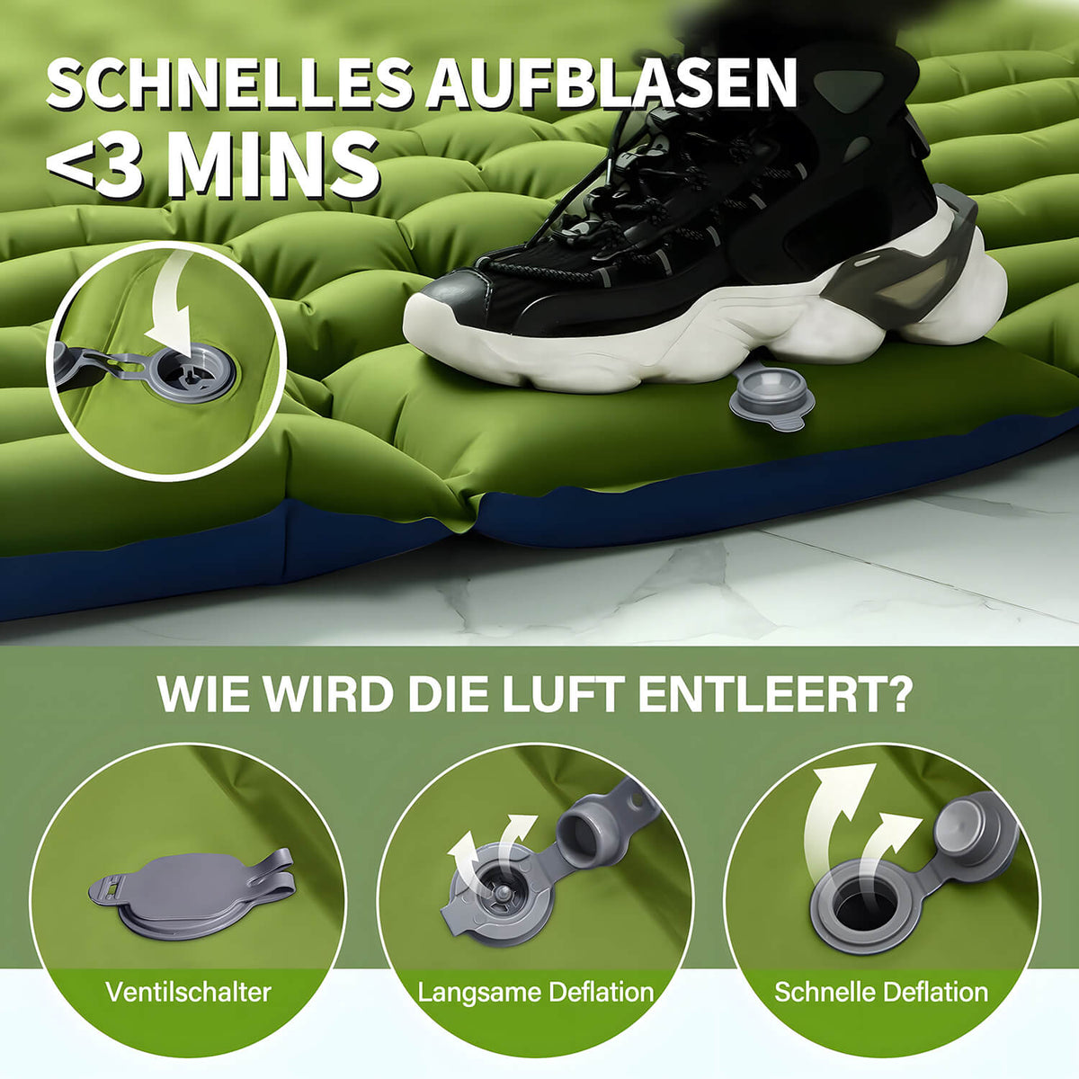 Selbstaufblasende Isomatte für 2 Personen – 10 cm