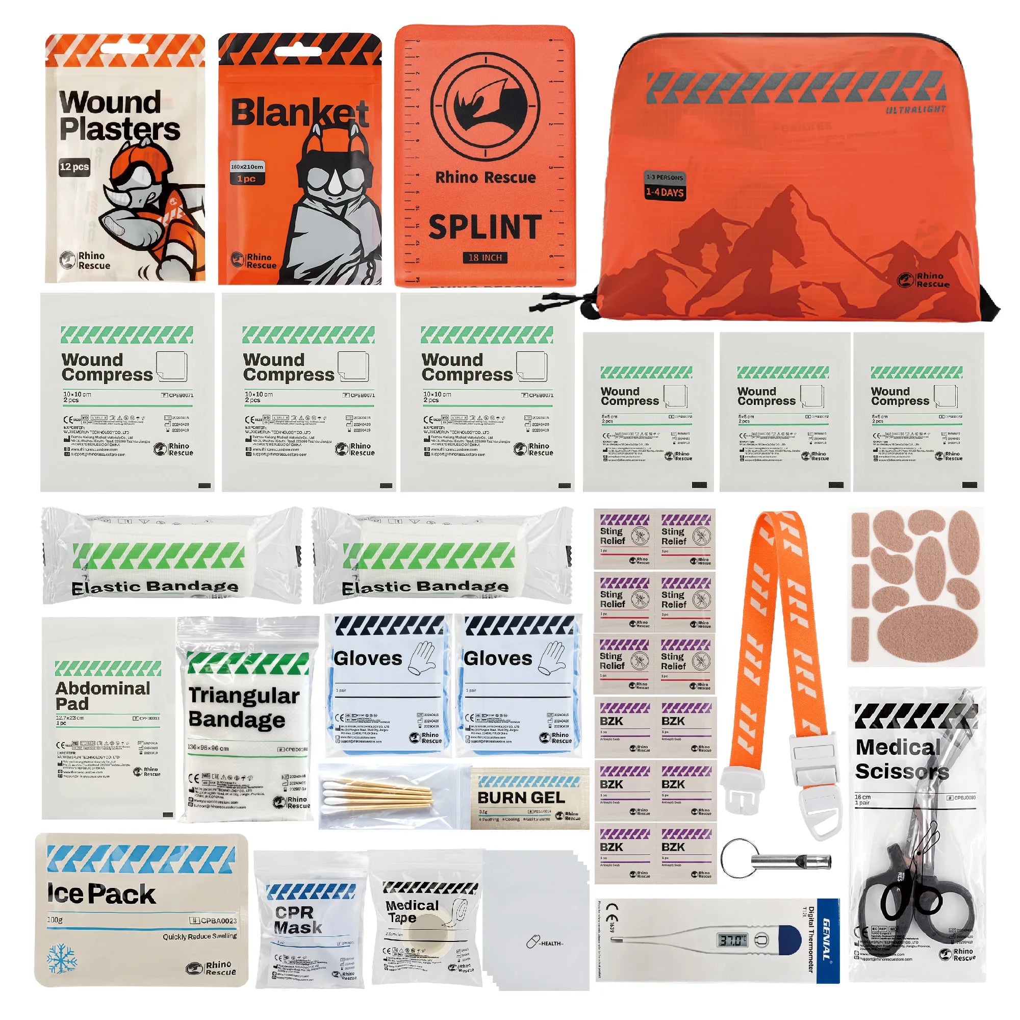 RHINO RESCUE Professionelles Erste-Hilfe-Set – Pro- und Basic-Paket