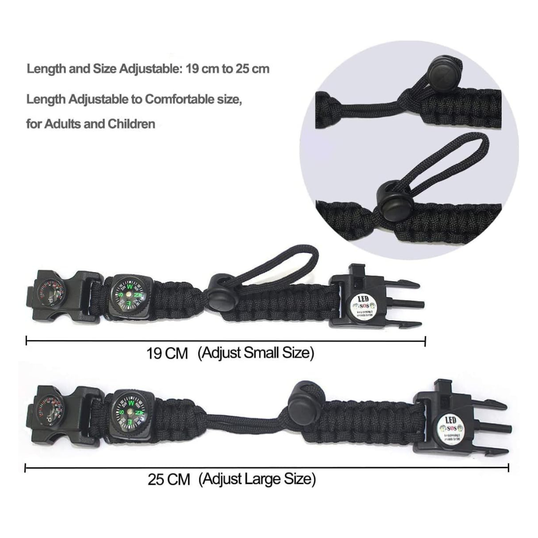 Paracord Armband – 8-in-1 Survival-Armband für Outdoor-Abenteuer - LED