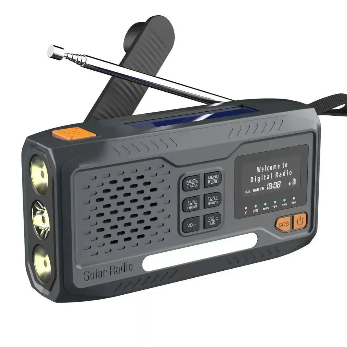 DAB/FM Notfallradio 4500mAh – Solar, Handkurbel & Bluetooth