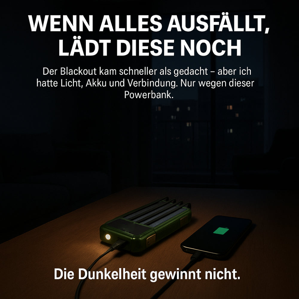 Solar Ladegerät 200000mAh – Integrierte Kabel & LED-Anzeige