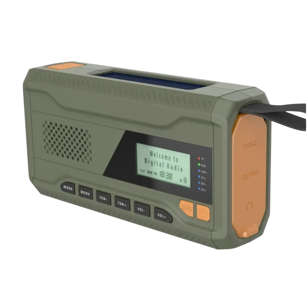 DAB/FM Notfallradio 4500mAh – Solar, Handkurbel & Bluetooth