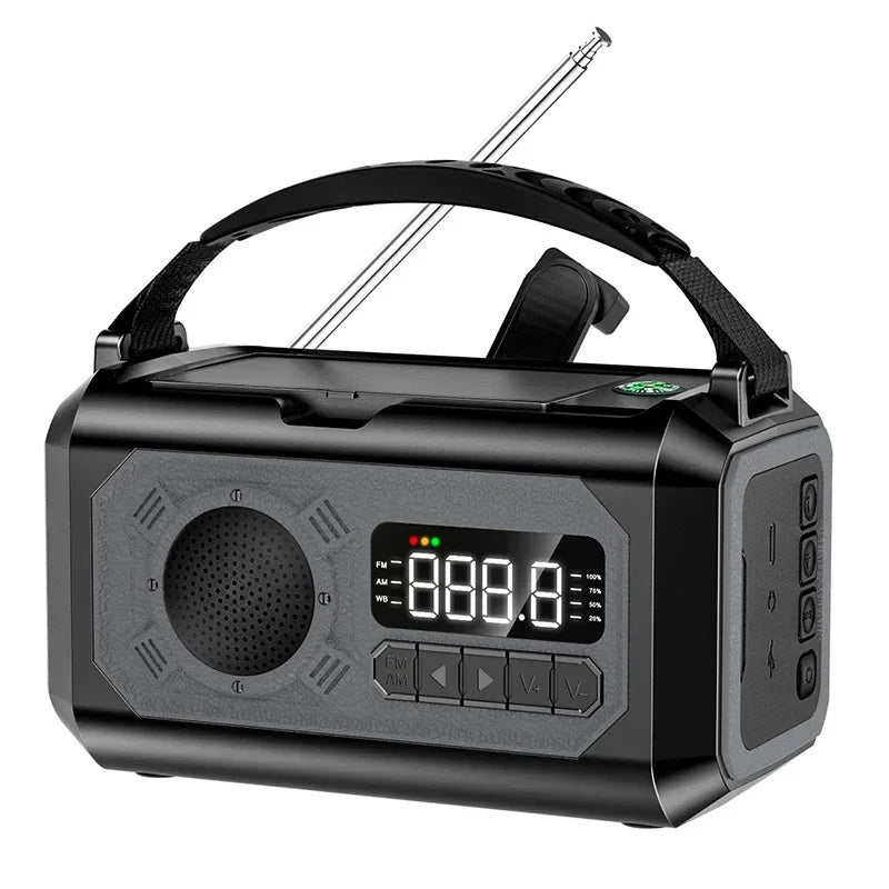 Notfallradio 12000mAh – Solar, Handkurbel, LED & USB