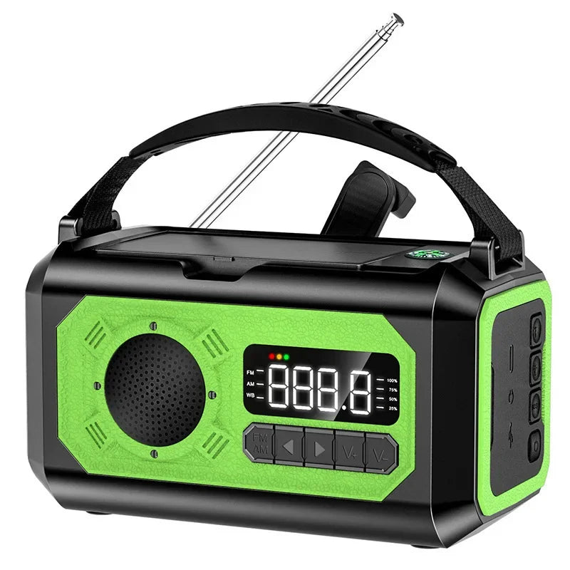 Notfallradio 12000mAh – Solar, Handkurbel, LED & USB
