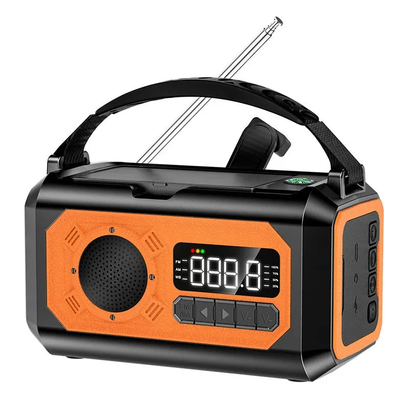 Notfallradio 12000mAh – Solar, Handkurbel, LED & USB