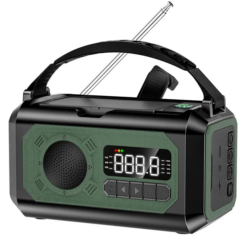Notfallradio 12000mAh – Solar, Handkurbel, LED & USB