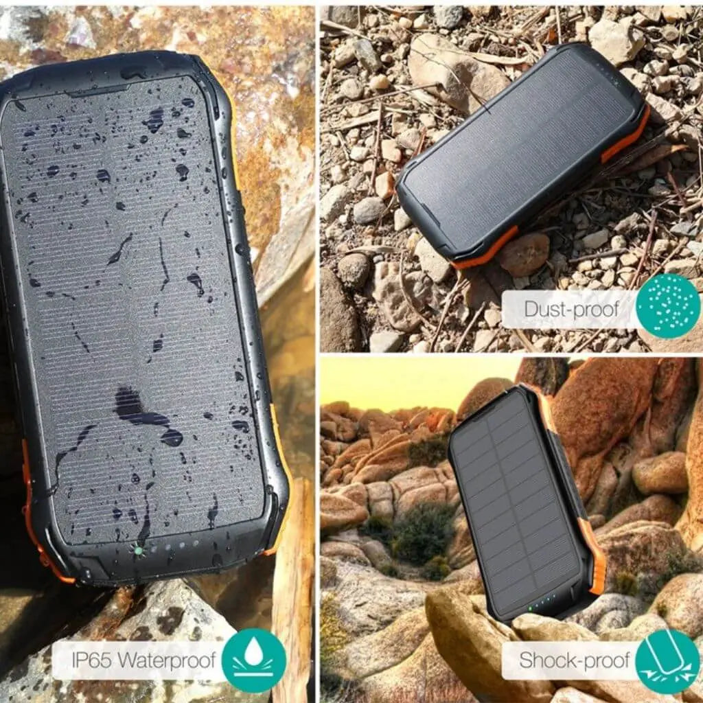 Solar Ladegerät - 26800mAh Akku, Outdoor Wasserdicht, 4 Solarpanels