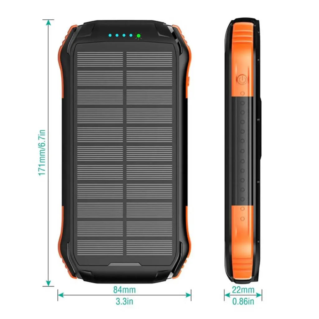 Solar Ladegerät - 26800mAh Akku, Outdoor Wasserdicht, 4 Solarpanels